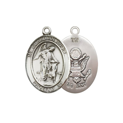 Army Guardian Angel Pewter Oval Medal Pendant, Bliss Manufacturing