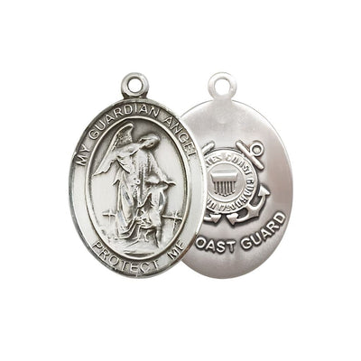 Coast Guard Guardian Angel Pewter Oval Medal Pendant, Measures 3/4-inch tall by 1/2-inch wide, Bliss Manufacturing