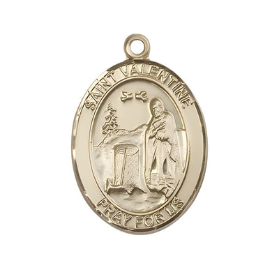 St. Valentine of Rome 14kt Gold Oval Medal Pendant, Measures 1-inch tall by 3/4-inch wide, Bliss Manufacturing