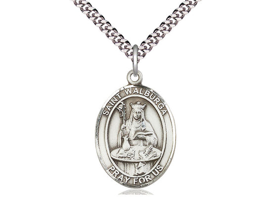 Bliss St Walburga Pewter Oval Medal Necklace