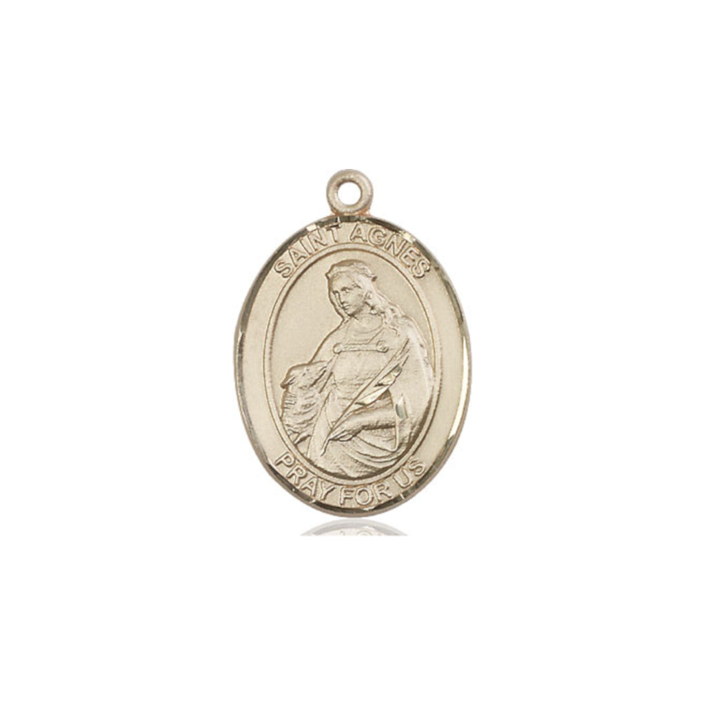 Bliss Engravable St Agnes of Rome 14kt Gold Large Medal,