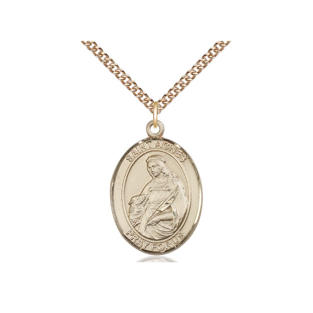 Bliss Engravable St Agnes of Rome 14kt Gold Large Medal