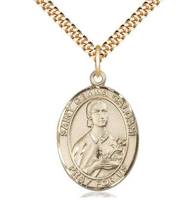 St Gemma Galgani Gold Filled Oval Large Medal Necklace w/Plated Chain, Bliss Manufacturing