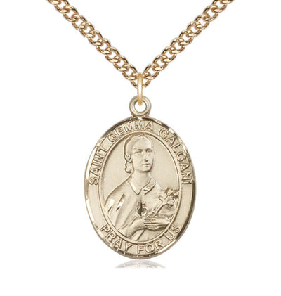 St Gemma Galgani Gold Filled Oval Large Medal Necklace w/Gold-filled Chain, Bliss Manufacturing