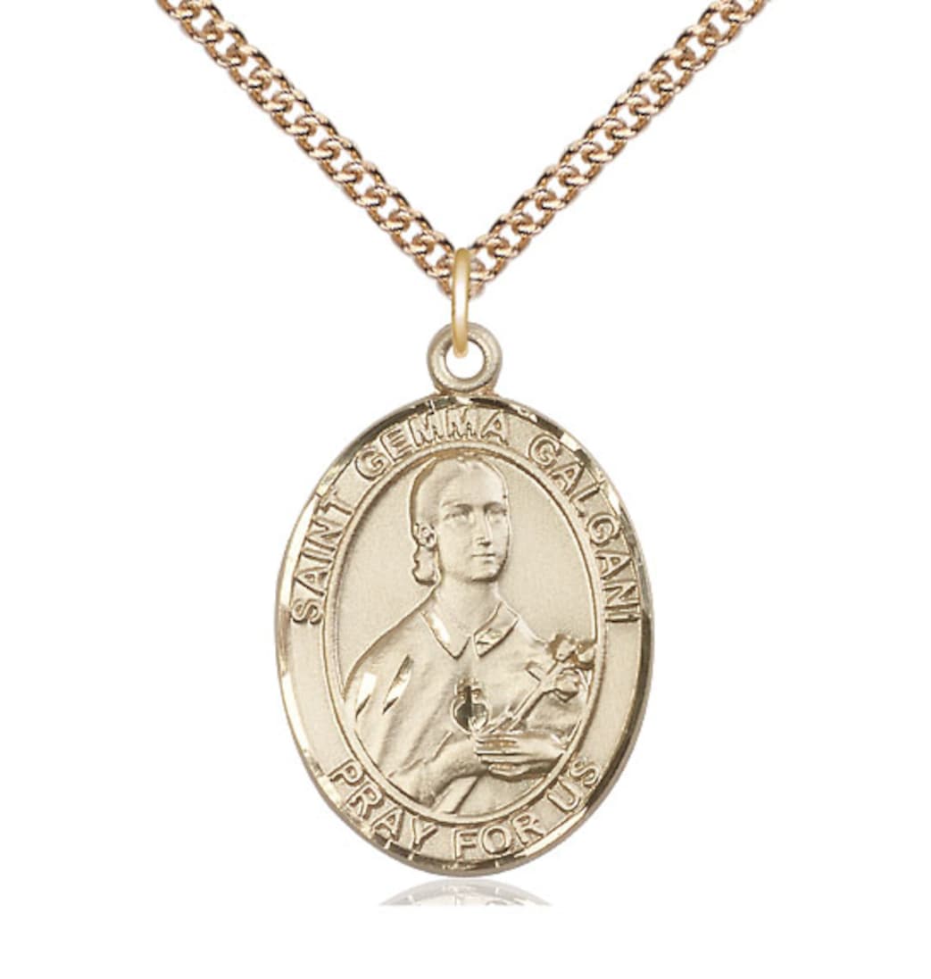 Bliss St Gemma Galgani 14kt Gold Oval Large Medal w/14kt Gold Chain,,