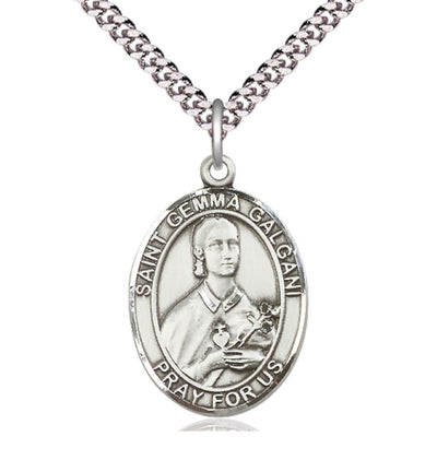 St Gemma Galgani Pewter Oval Large Medal Necklace, Bliss Manufacturing