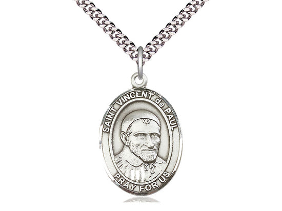 Bliss St Vincent de Paul Sterling Silver Oval Medal Necklace