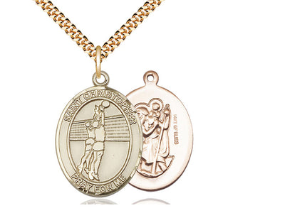 St Christopher Volleyball Catholic Patron Saint Medal, gold-filled, Bliss Manufacturing