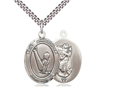 St Christopher Gymnastics Catholic Patron Saint Medal, pewter, Bliss Manufacturing