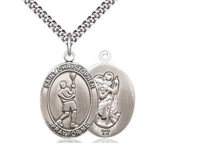 Saint Christopher Lacrosse Patron Saint Medal, pewter, Bliss Manufacturing