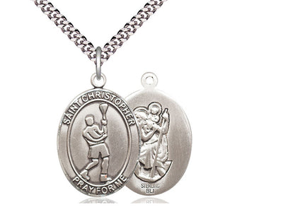 Saint Christopher Lacrosse Patron Saint Medal, sterling silver, Bliss Manufacturing