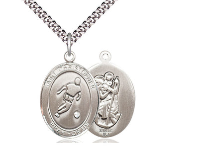 Saint Christopher Soccer Catholic Patron Saint Medal, sterling silver, Bliss Manufacturing