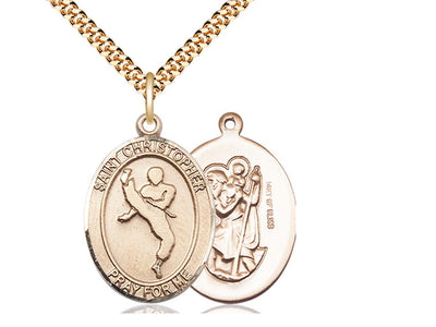 Saint Christopher Martial Arts Catholic Patron Saint Medal, gold-filled, Bliss Manufacturing