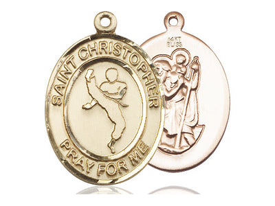 Saint Christopher Martial Arts Catholic Patron Saint Medal, 14kt gold, Bliss Manufacturing