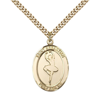 St. Sebastian Ballerina Dance Gold-filled Medal, Bliss Manufacturing