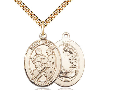 St Cecilia Marching Band Catholic Patron Saint Medal, gold-filled, Bliss Manufacturing