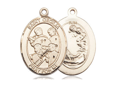 St Cecilia Marching Band Catholic Patron Saint Medal, 14kt gold, Bliss Manufacturing
