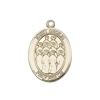 St. Cecilia Choir 14kt Gold Oval Medal, 1-inch tall by 3/4-inch wide, Bliss Manufacturing