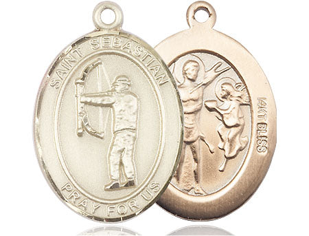 St Sebastian Archery Catholic Patron Saint Large 14kt goldMedal