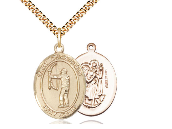 Bliss St Christopher Large Archery Catholic Patron Saint Medal