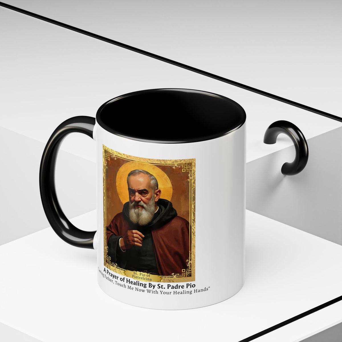 St. Padre Pio Healing Prayer Card Devotional Coffee Mug - 11oz Accent Cup