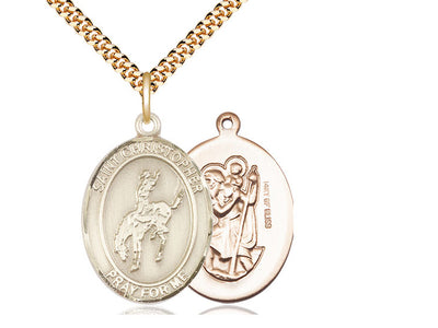 Saint Christopher Rodeo Catholic Patron Saint Medal, gold-filled, Bliss Manufacturing