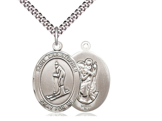 Bliss St Christopher Skiing Catholic Patron Saint Medal