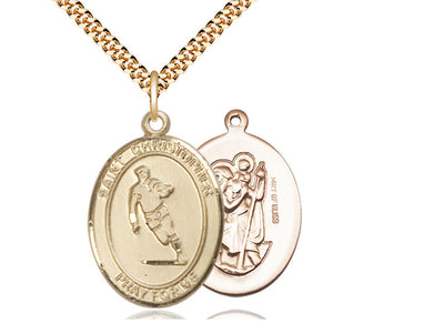 Saint Christopher Rugby Catholic Patron Saint Medal, gold-filled, Bliss Manufacturing