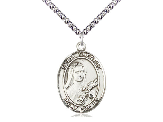 Bliss St Therese of Lisieux Sterling Silver Oval Medal Necklace