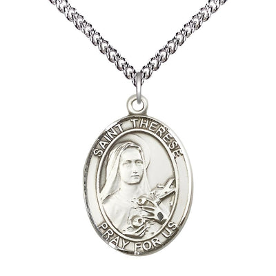 St. Therese Sterling Silver Engravable Medal (view 2), Bliss Manufacturing