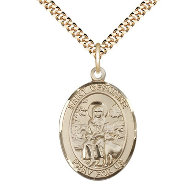 St Germaine Cousin Gold Filled Oval Large Medal Necklace with Plated Chain, Bliss Manufacturing