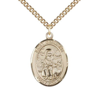 St Germaine Cousin Gold Filled Oval Large Medal Necklace with Gold-filled Chain, Bliss Manufacturing