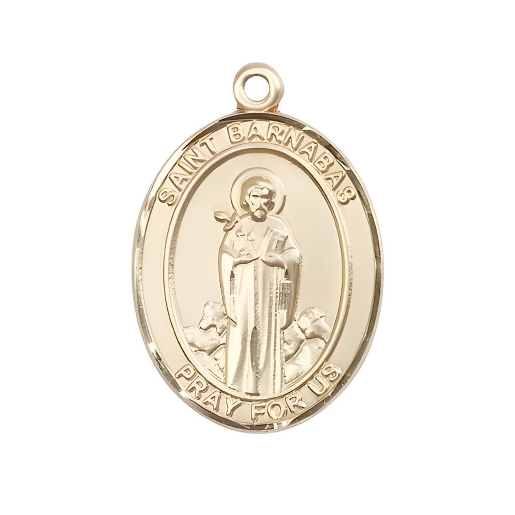 Bliss St. Barnabas 14kt Gold Oval Engravable Medal Pendant