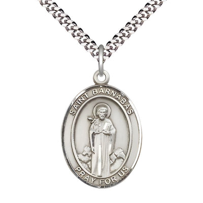 St. Barnabas Sterling Silver Oval Engravable Medal, Bliss Manufacturing