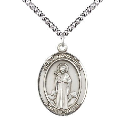 St. Barnabas Sterling Silver Oval Engravable Medal view 2, Bliss Manufacturing