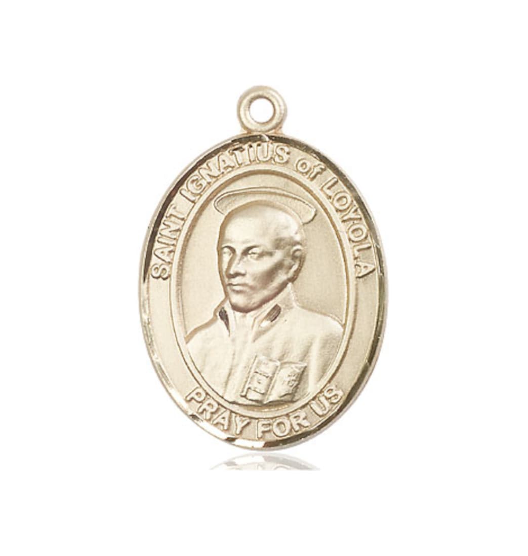 Bliss St Ignatius of Loyola Catholic Saint Large 14kt Gold Medal,