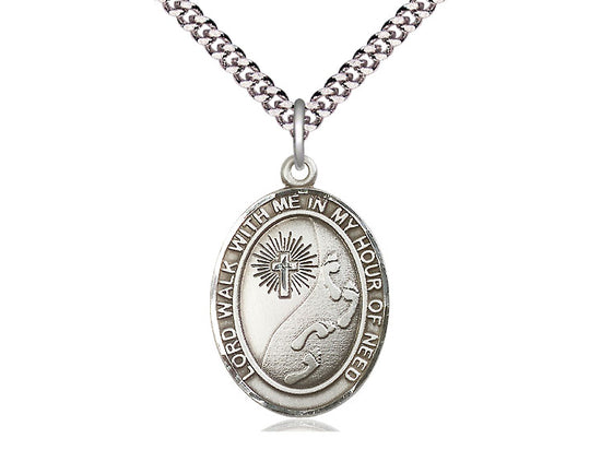 Bliss Footprints in the Sand Catholic Patron Saint Pewter Large Medal,