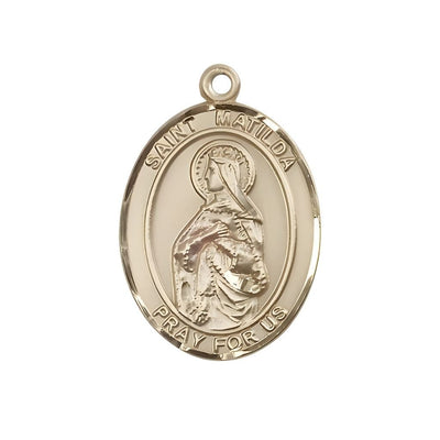 St. Matilda 14kt Gold Oval Medal Pendant, Measures 1-inch tall by 3/4-inch wide, Bliss Manufacturing