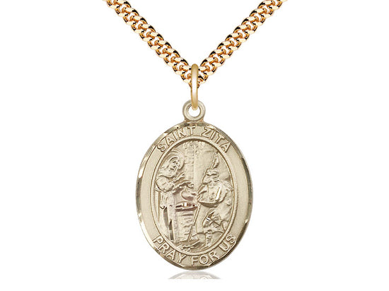 Bliss St Zita Gold-filled Oval Medal Necklace