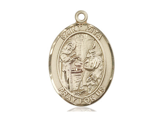 Bliss St Zita 14kt Gold Oval Medal