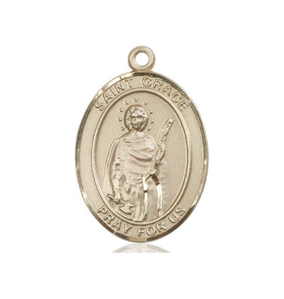 Large St Grace 14kt Gold Oval Medal Only, Bliss Manufacturing