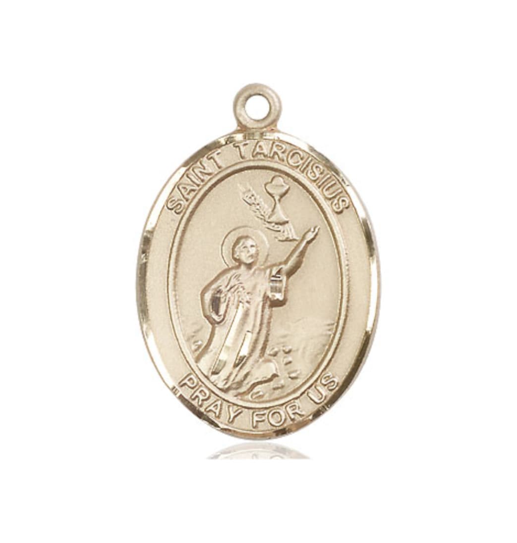 Large Bliss Manufacturing St Tarcisius 14kt Gold Oval Medal,