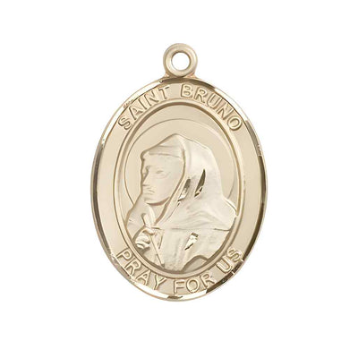 Large Saint Bruno 14kt Gold Oval Medal Pendant comes with Deluxe Gift Box | Bliss Manufacturing