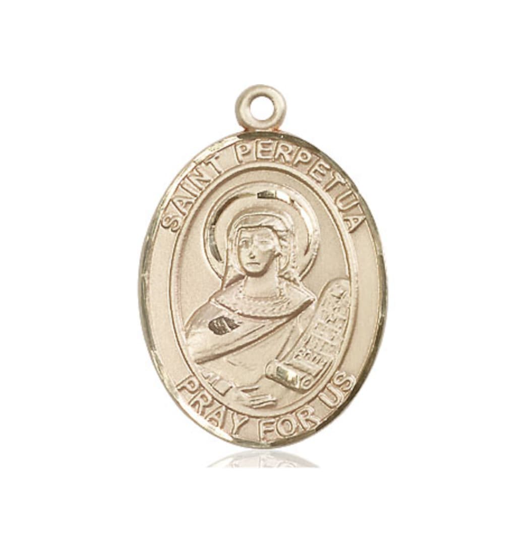 Bliss Manufacturing St Perpetua 14kt Gold Large Oval Medal Only,