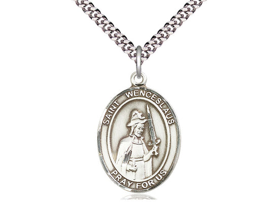 Bliss St Wenceslaus Pewter Oval Medal Necklace