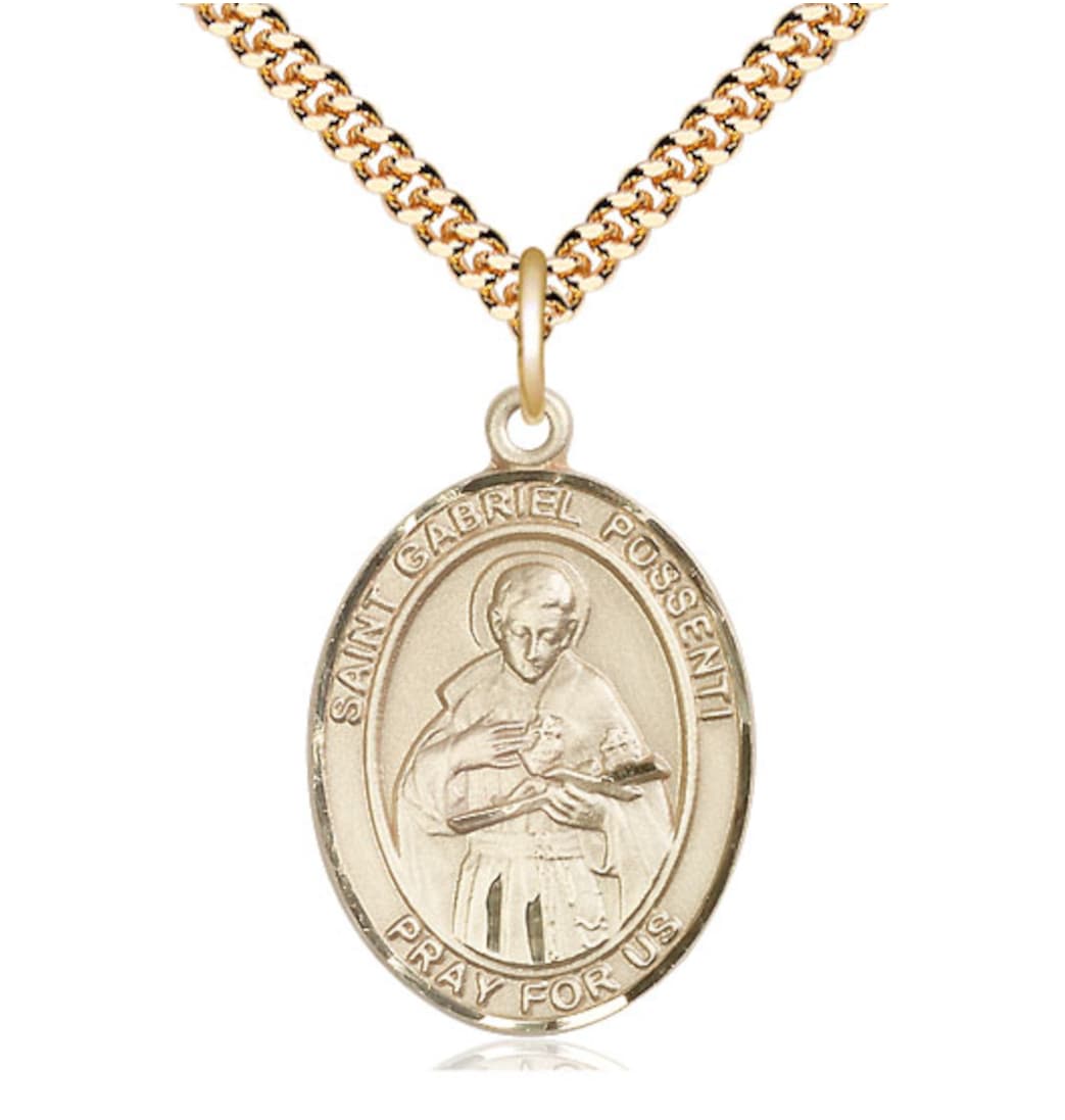 Bliss St Gabriel Possenti Gold-filled Oval Large Medal Necklace w/24-in Plated Chain,