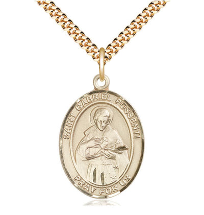 St Gabriel Possenti Gold-filled Oval Large Medal Necklace w/24-in Plated Chain, Bliss Manufacturing