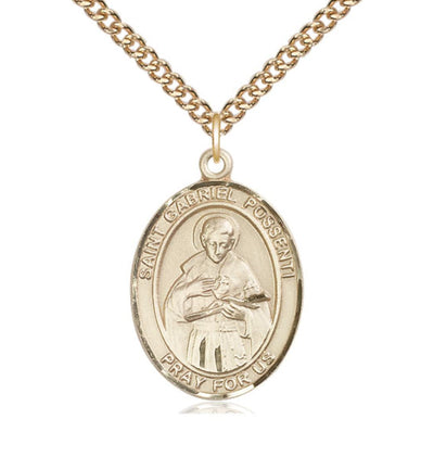St Gabriel Possenti Gold-filled Oval Large Medal Necklace w/24-in Gold-filled Chain, Bliss Manufacturing