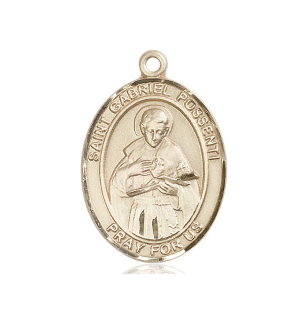 Bliss St Gabriel Possenti 14kt Gold Oval Large Medal Only,