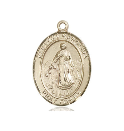 Blessed Karolina Kozkowna 14kt Gold Oval Large Medal, Bliss Manufacturing